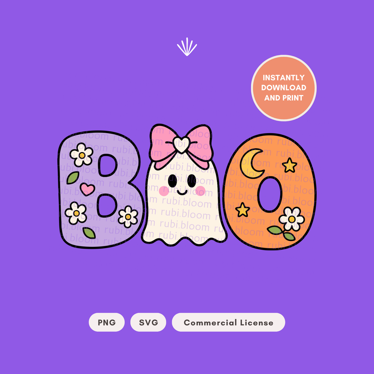 Floral BOO Ghost PNG SVG