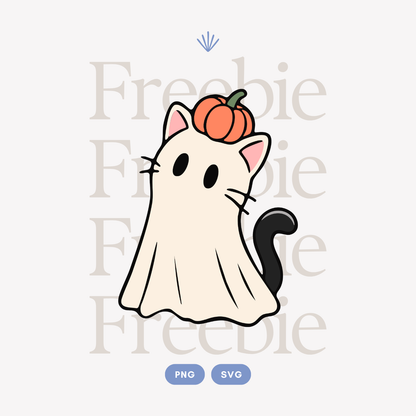 Pumpkin Ghost Cat PNG & SVG | FREEBIE