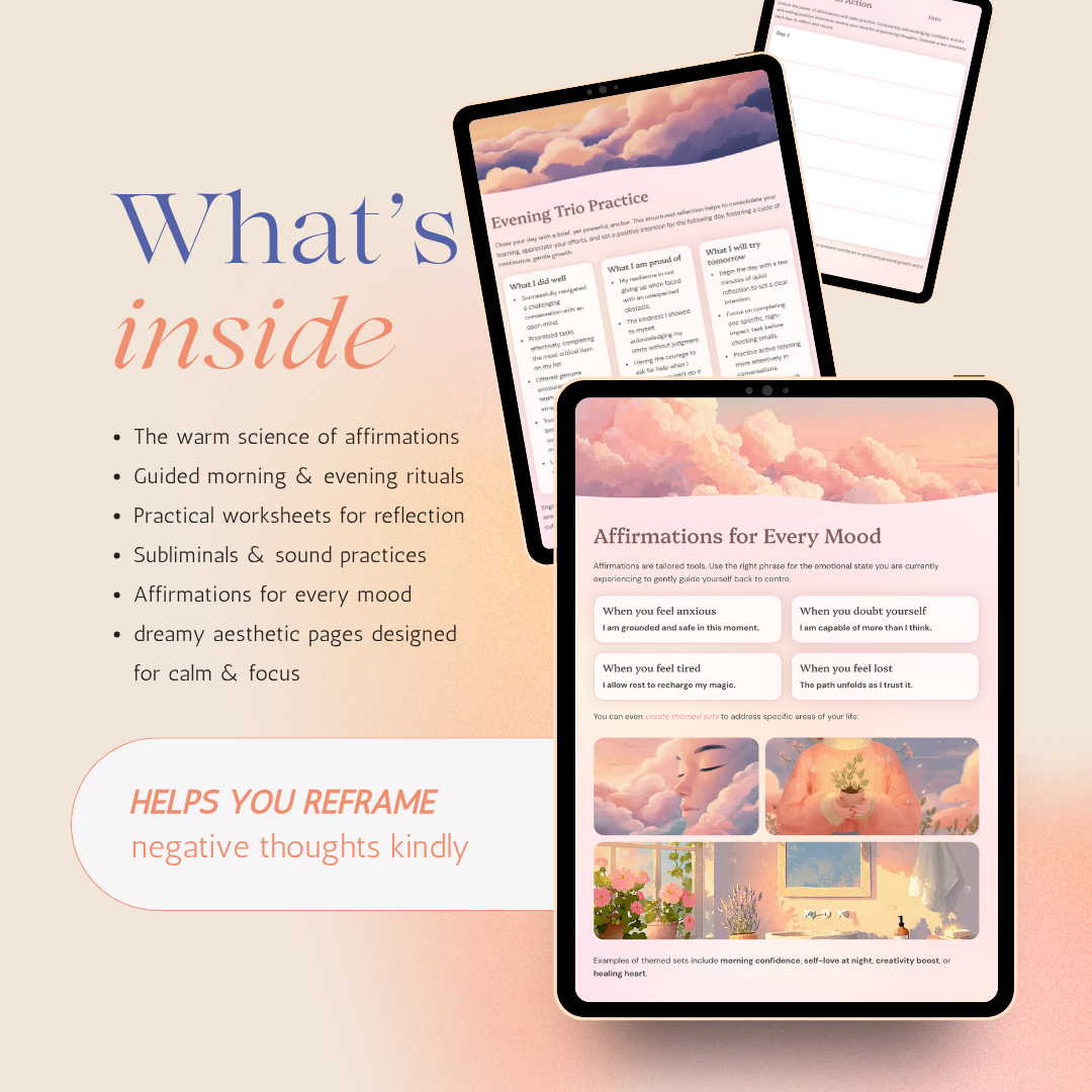 The Power of Affirmations – A 25-Page Digital Self-Discovery Guide by RubiBloom (US Letter PDF)