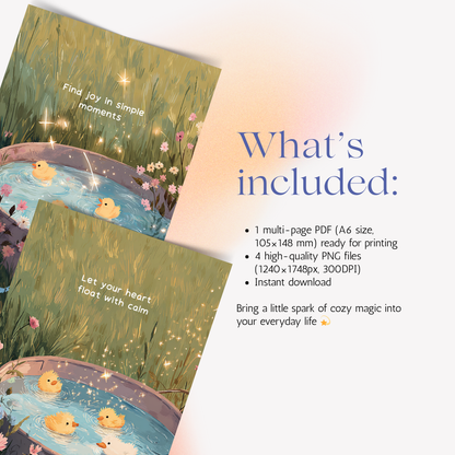 Duckling Dreams Postcard Set | 4 Printable Cards