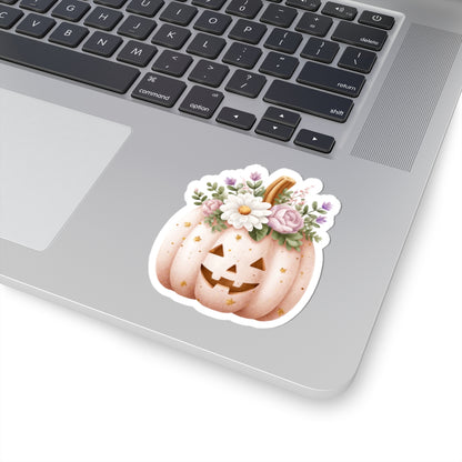 Halloween Pumpkin with Flowers Sticker