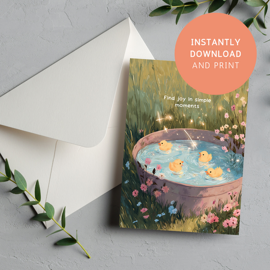 Duckling Dreams Postcard Set | 4 Printable Cards