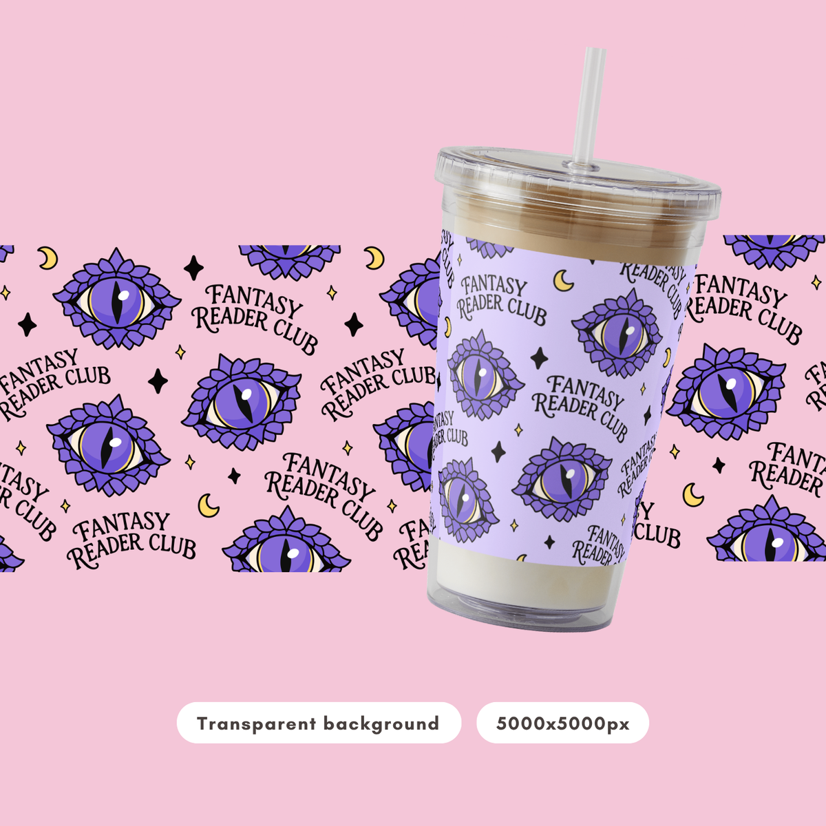 Fantasy Reader Club Seamless Pattern PNG