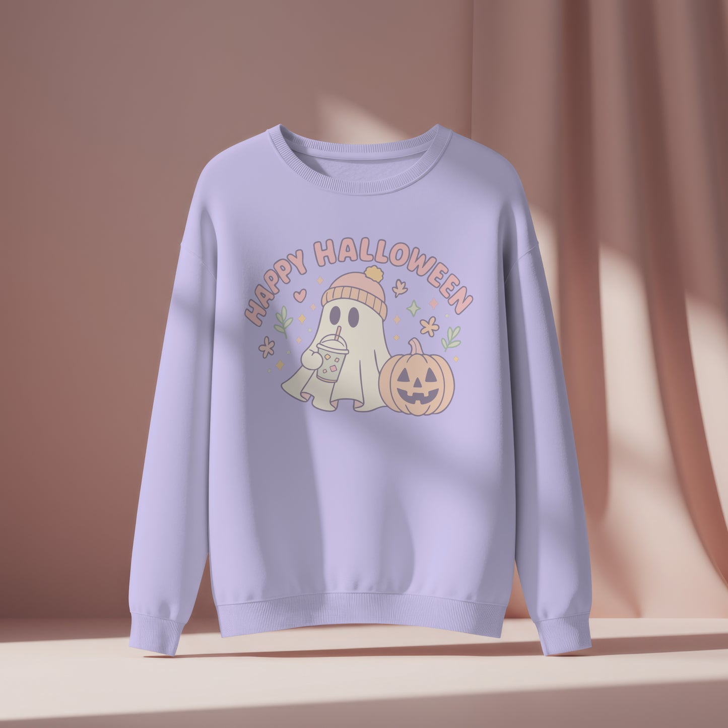 Cozy Autumn Happy Halloween Ghost PNG & SVG - Cute Printable Halloween Design