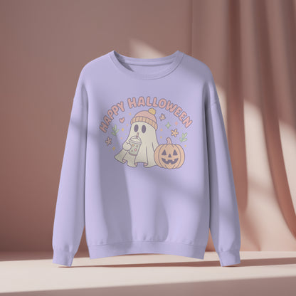 Cozy Autumn Happy Halloween Ghost PNG & SVG - Cute Printable Halloween Design