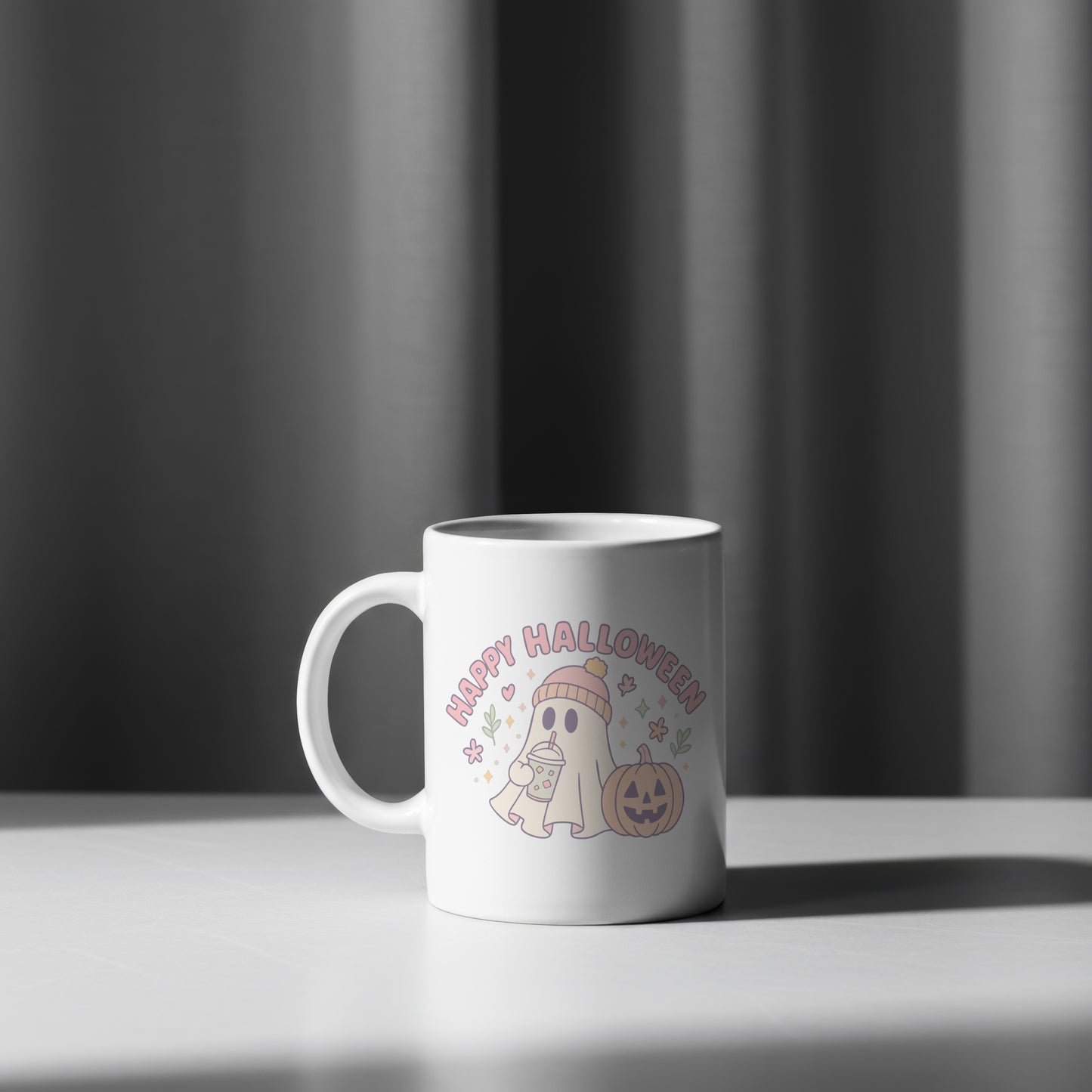 Cozy Autumn Happy Halloween Ghost PNG & SVG - Cute Printable Halloween Design