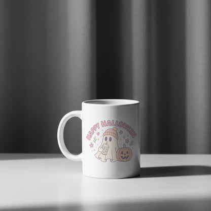 Cozy Autumn Happy Halloween Ghost PNG & SVG - Cute Printable Halloween Design