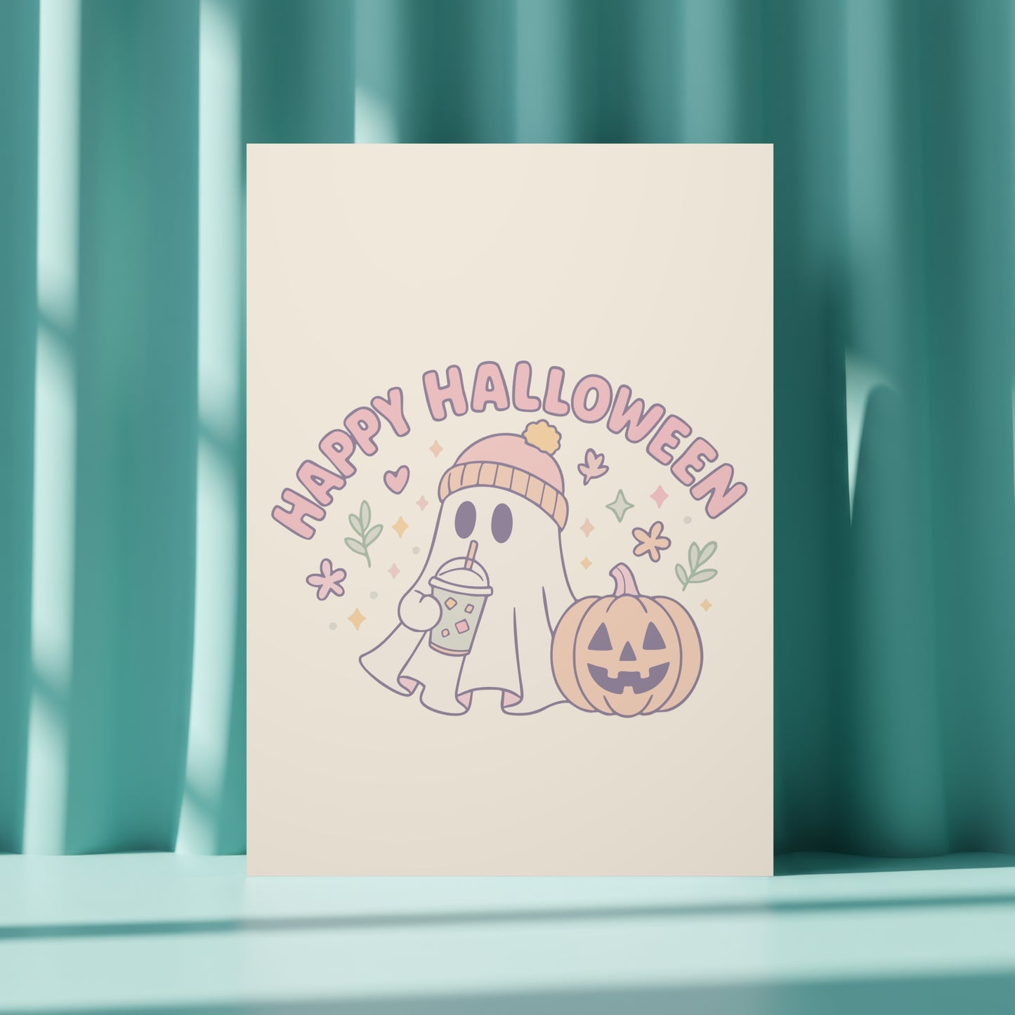 Cozy Autumn Happy Halloween Ghost PNG & SVG - Cute Printable Halloween Design