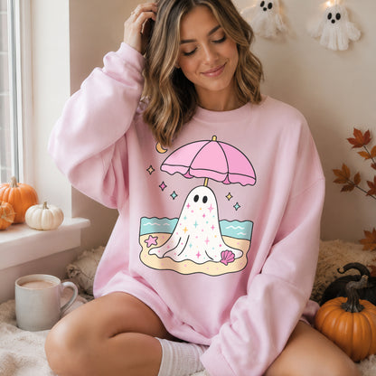 Sparkly Beach Ghost PNG SVG Design