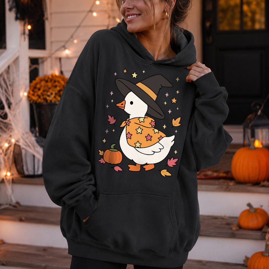 Spooky Cute Witch Hat Fall Goose PNG SVG