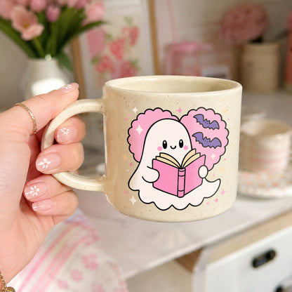 Cute Ghost Reading Book PNG SVG