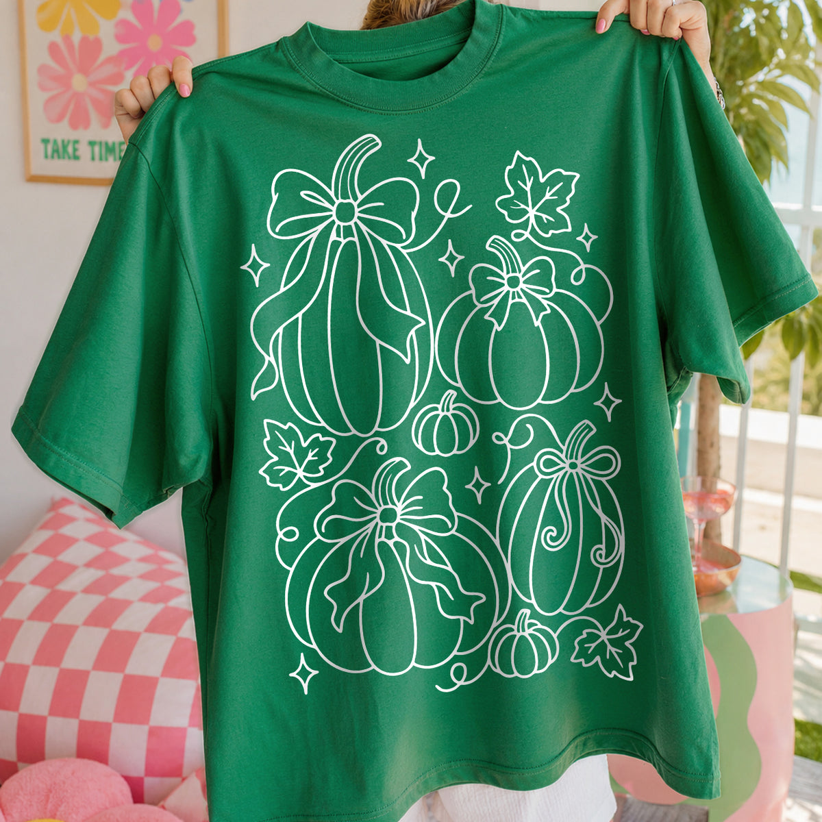 Coquette Pumpkin Patch Line Art PNG SVG