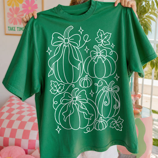 Coquette Pumpkin Patch Line Art PNG SVG