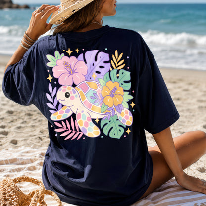 Floral Sea Turtle PNG SVG Design