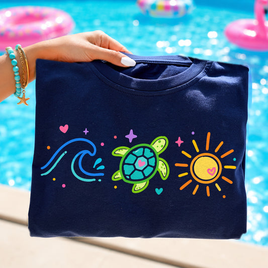 Ocean Turtle Sun PNG SVG Design