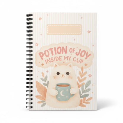 Spiral Notebook - Cute Kitty 'Potion of Joy' - Ruled Line