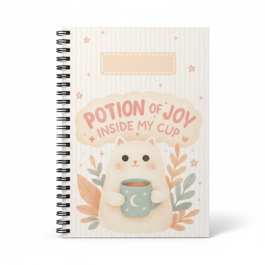 Spiral Notebook - Cute Kitty 'Potion of Joy' - Ruled Line