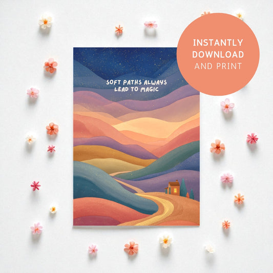Dreamland Path Postcards - Printable Set of 4 Cozy Illustrations