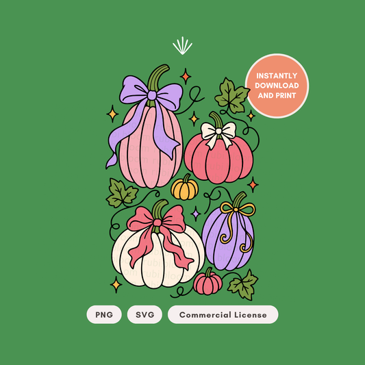 Coquette Colorful Pumpkin Patch PNG SVG