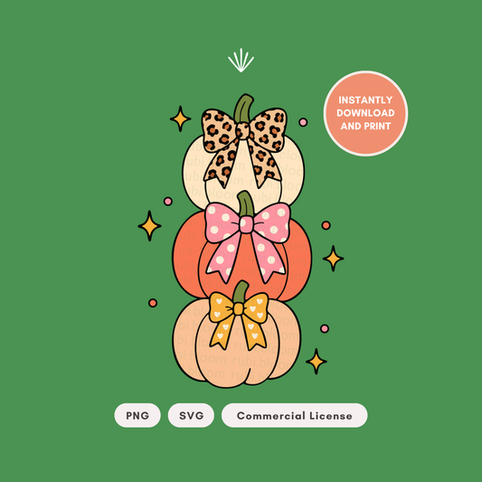 Coquette Pumpkin Stack PNG SVG