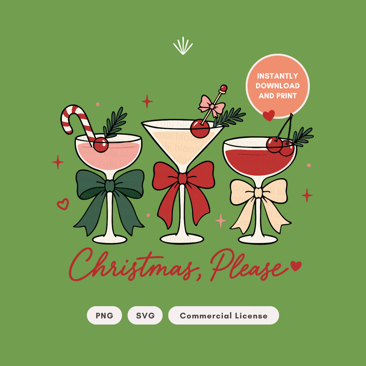 Martini Drinks "Christmas Please" PNG SVG