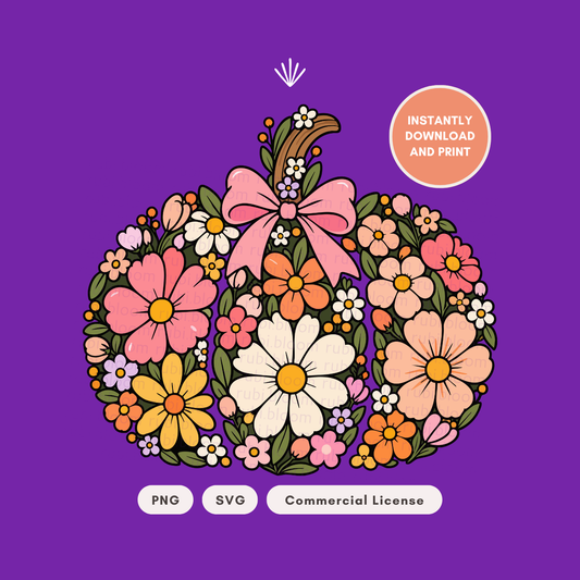 Coquette Floral Pumpkin PNG SVG