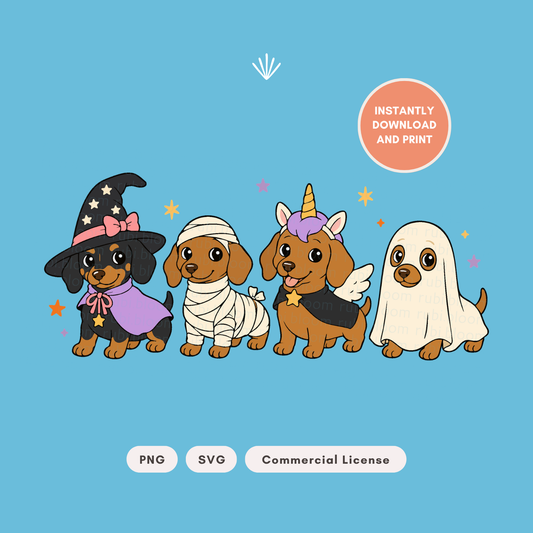 Cute Halloween Dachshund PNG SVG