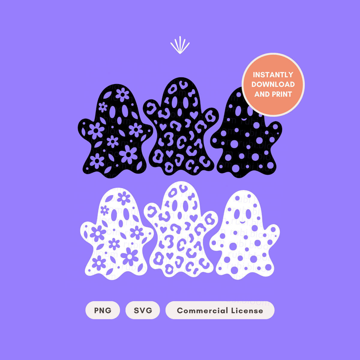 Patterned Ghost PNG SVG Bundle