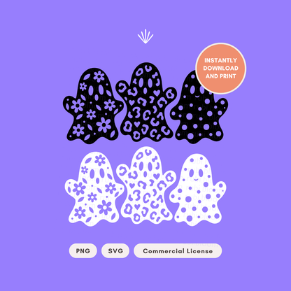 Patterned Ghost PNG SVG Bundle