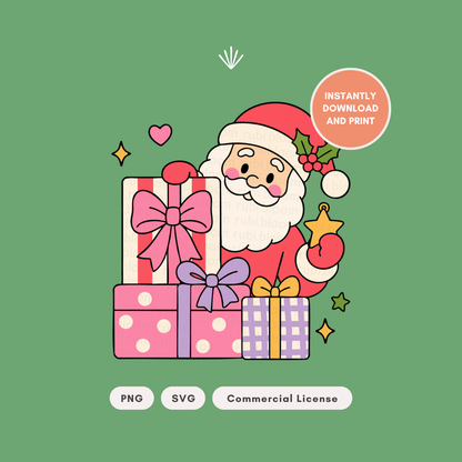 Retro Santa Claus with Gifts PNG SVG