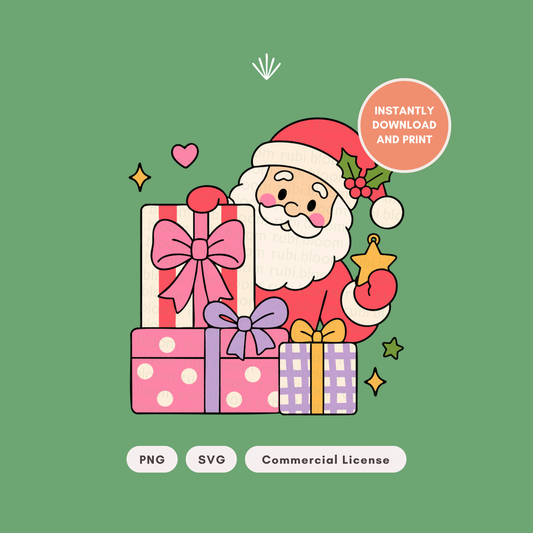 Retro Santa Claus with Gifts PNG SVG