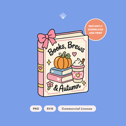 Fall Books and Coffee Lover PNG SVG