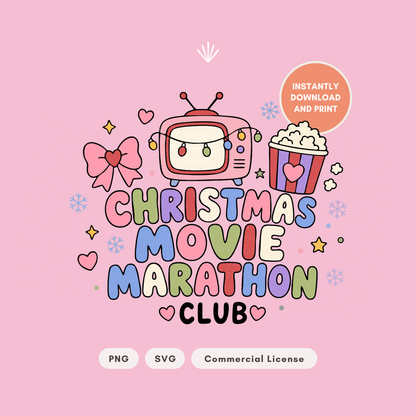 Christmas Movie Marathon Club PNG SVG