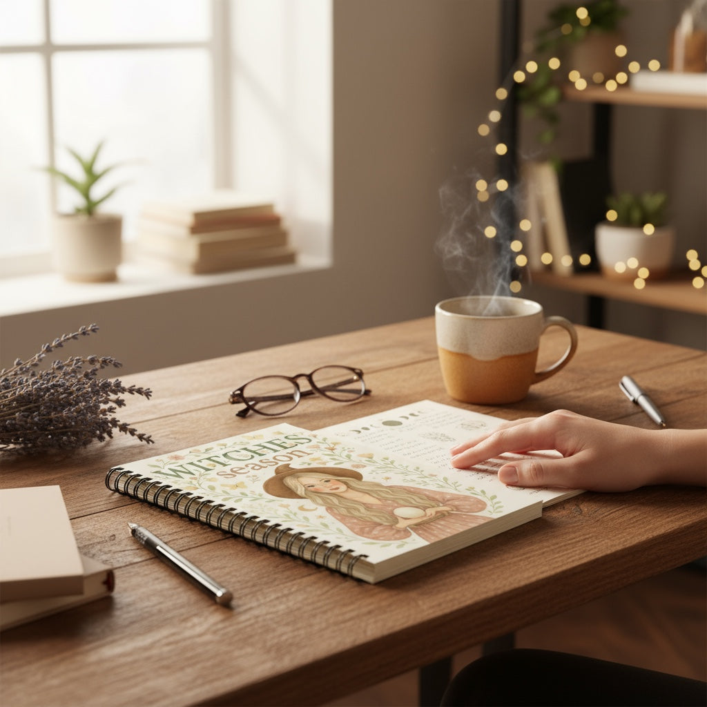 Witchy Notebook - Ruled Line - Seasonal Floral Magical Design
