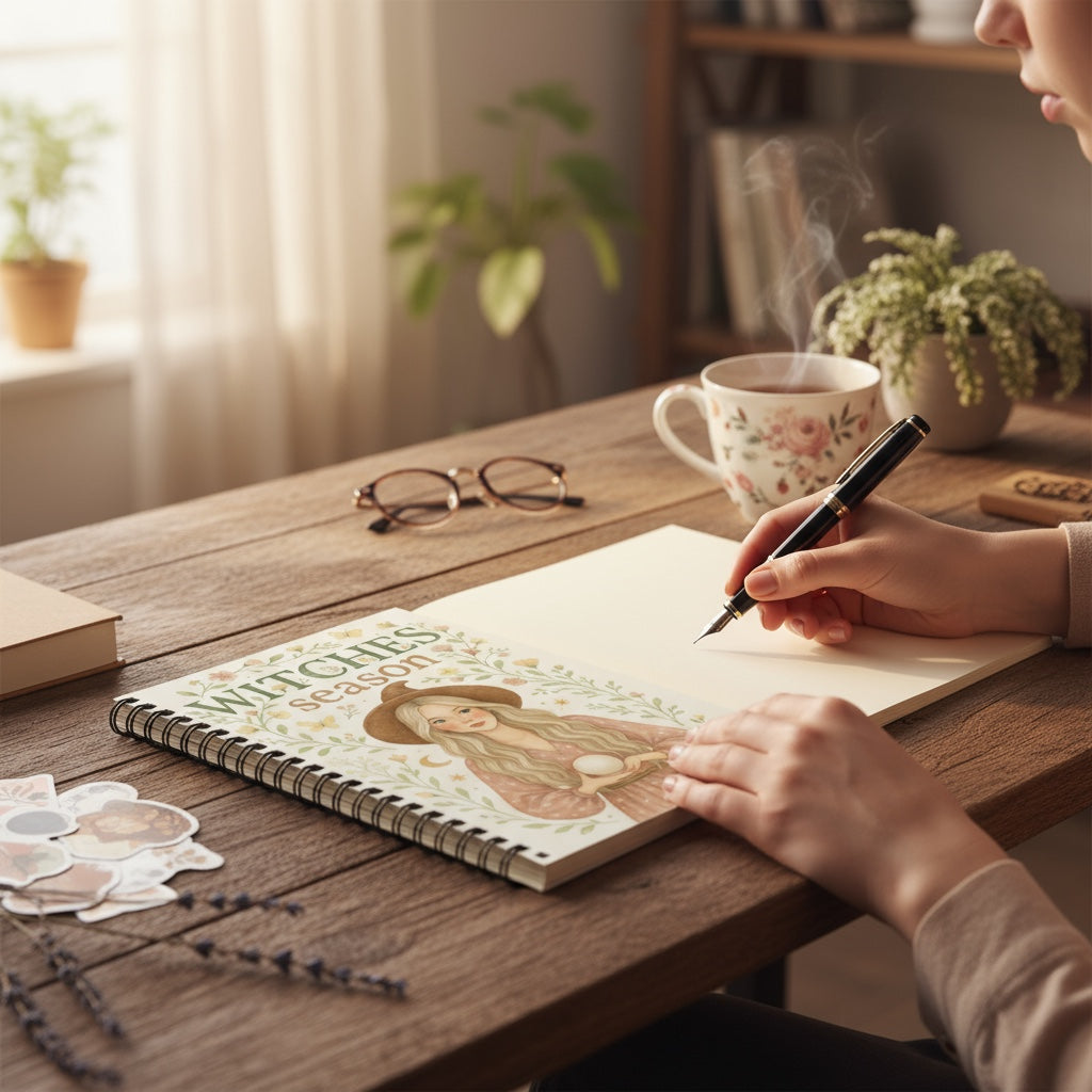 Witchy Notebook - Ruled Line - Seasonal Floral Magical Design