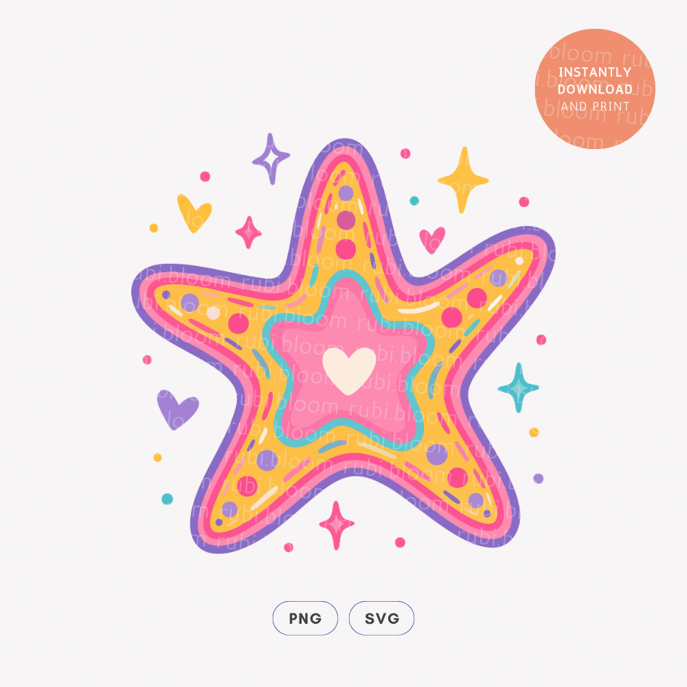 Kawaii Starfish PNG SVG Design