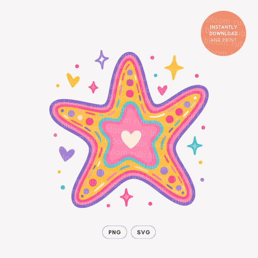 Kawaii Starfish PNG SVG Design