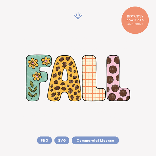 Fall PNG SVG Trendy Autumn Patchwork Design