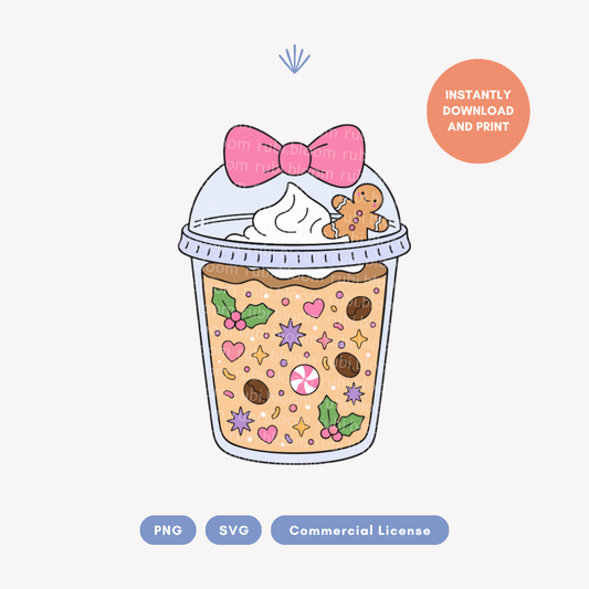 Christmas Coffee with Gingerbread Man SVG PNG