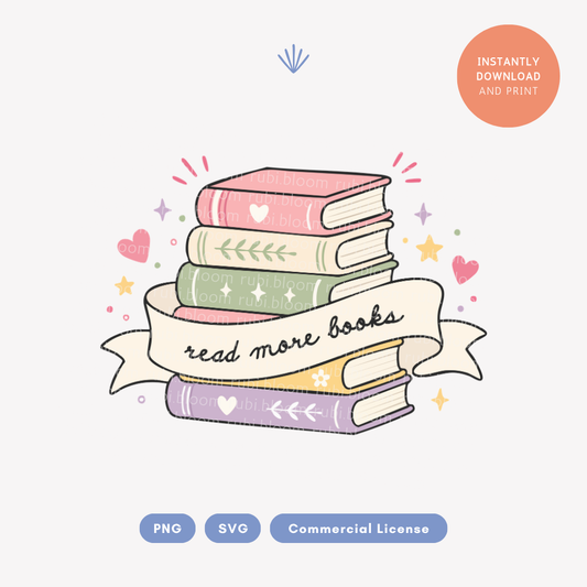 Pastel Book Stack PNG SVG