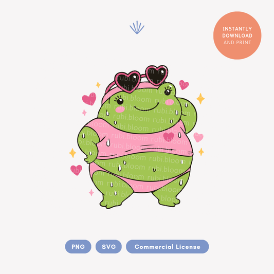 Cute Chubby Summer Frog PNG SVG