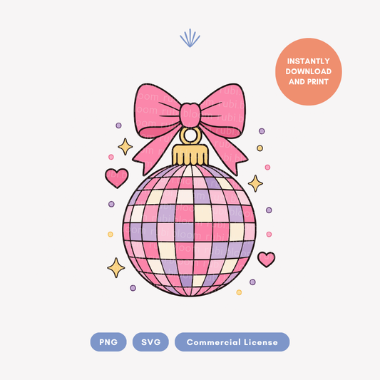Preppy Christmas Disco Ball PNG SVG