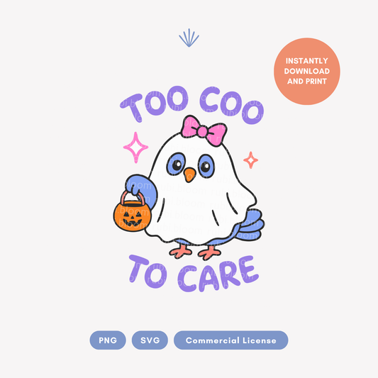 Halloween "Too Coo to Care" Pigeon PNG SVG