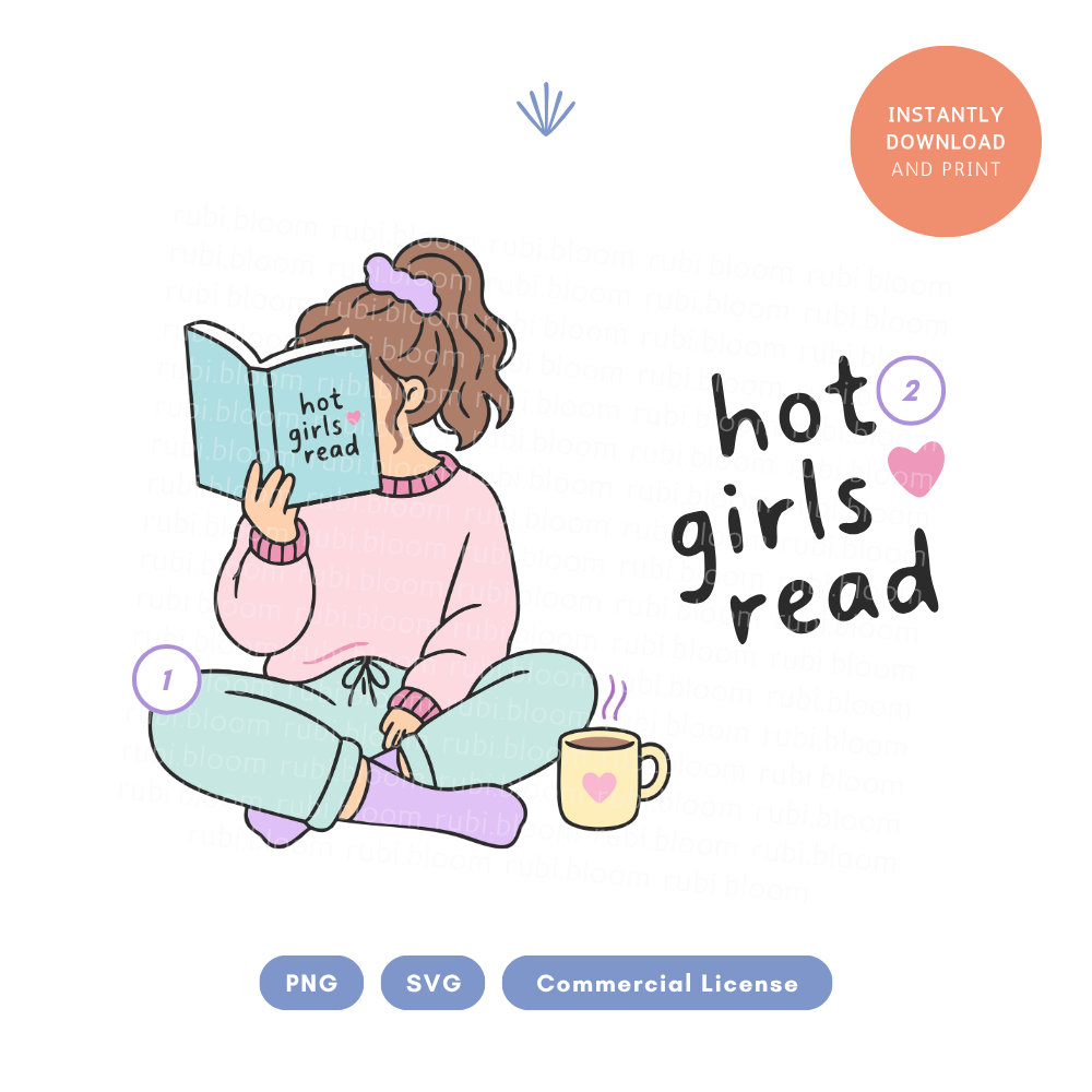 Hot Girls Read Book Lover Design PNG SVG