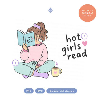 Hot Girls Read Book Lover Design PNG SVG