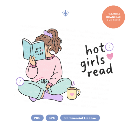 Hot Girls Read Book Lover Design PNG SVG