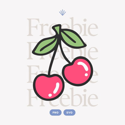 Cute Cherry PNG & SVG | FREEBIE