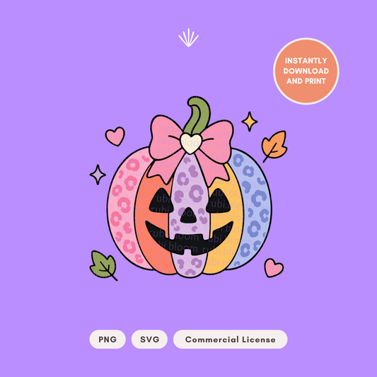 Preppy Leopard Pumpkin PNG SVG