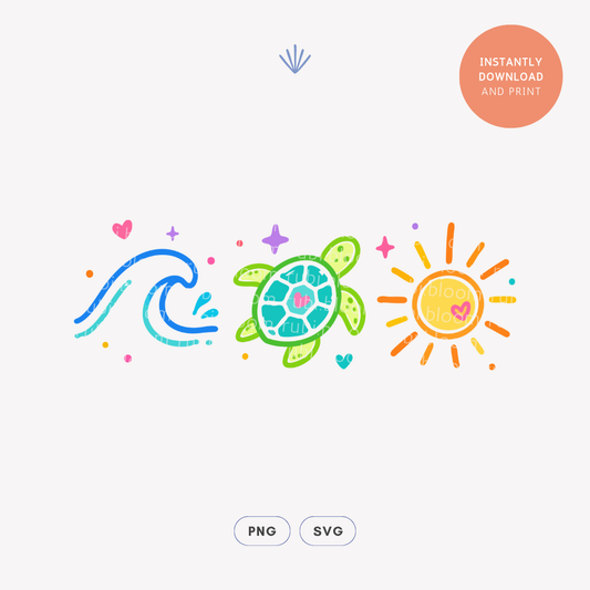 Ocean Turtle Sun PNG SVG Design