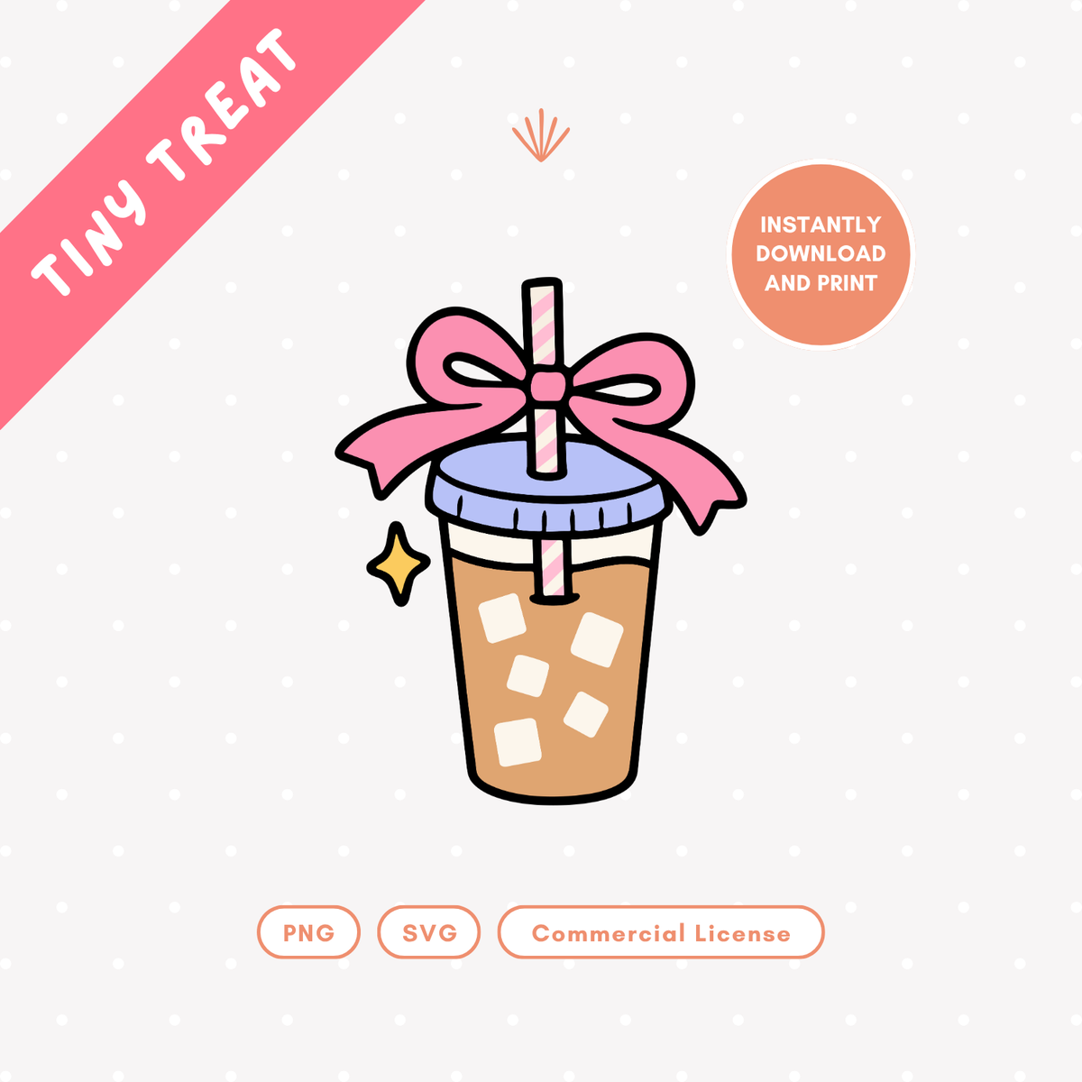 Girly Iced Coffee PNG & SVG